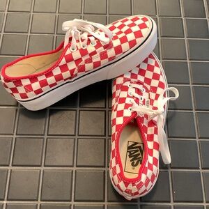 Vans Checkerboard Red White Canvas Sneaker Womens